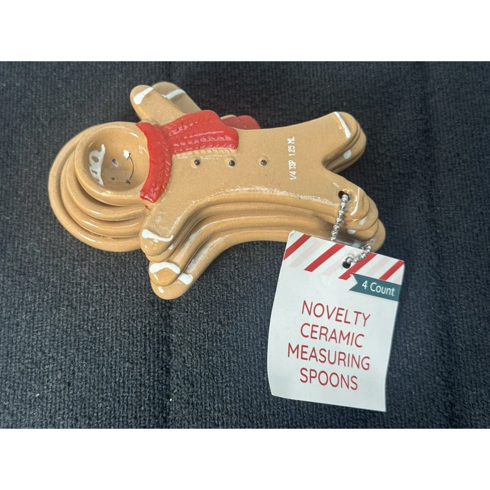 Gingerbread Man Novelty Ceramic Measuring Spoons Bullseye (Set of 4)